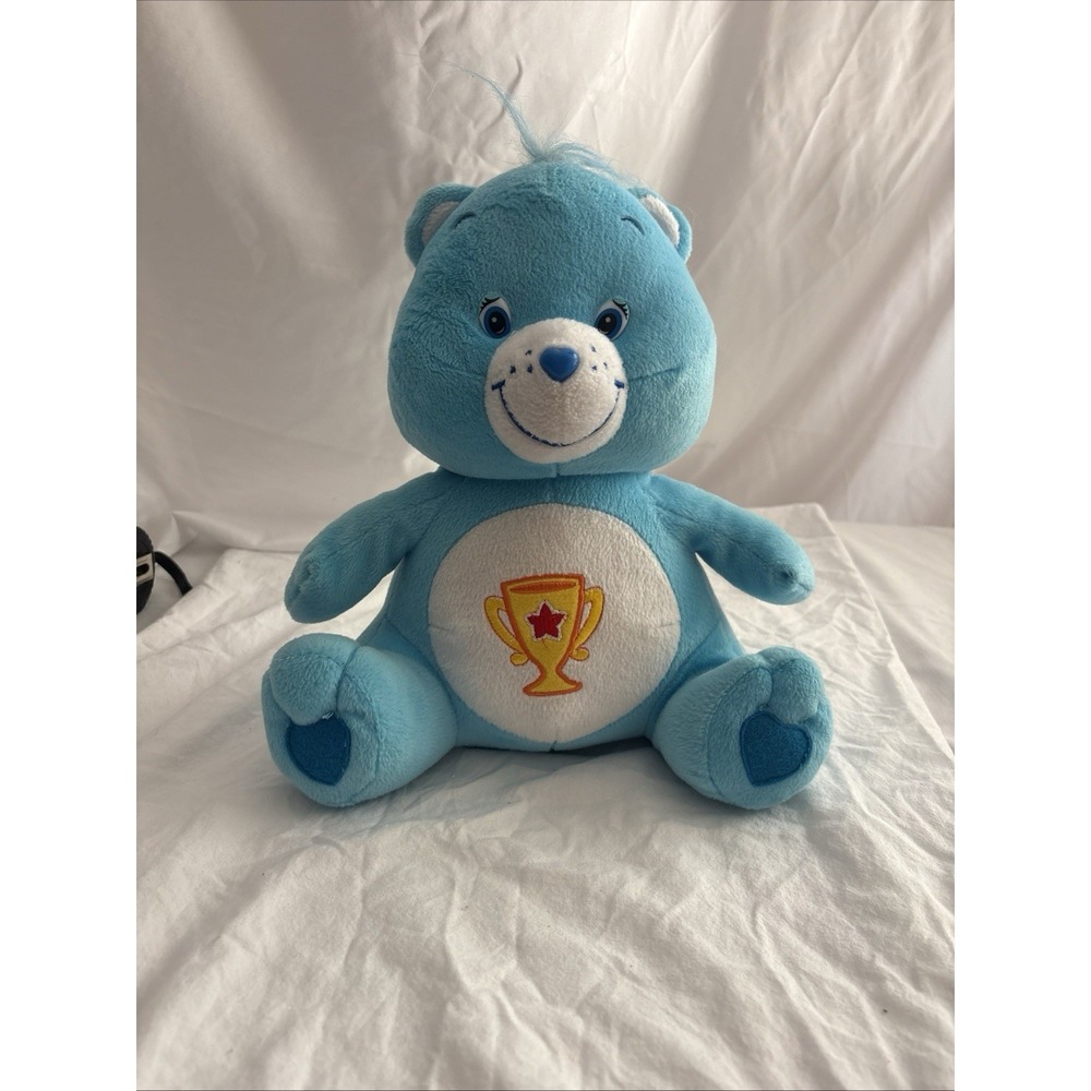 Nanco Care Bears 2004 Champ Bear 12" Collectible Stuffed Plush Large Blue Trophy